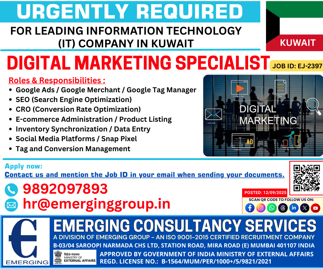URGENTLY REQUIRED For Leading Information Technology (IT) Company in Kuwait
