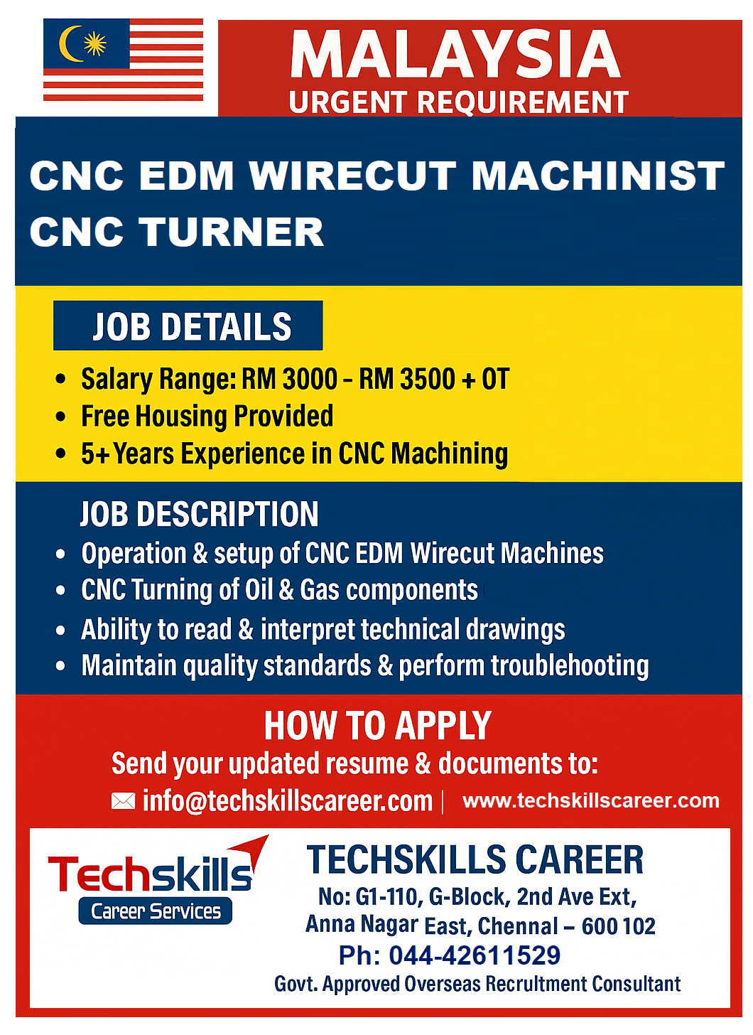 Malaysia Requires : CNC EDM WIRECUT MACHINIST / CNC TURNER Malaysia Requires : CNC EDM WIRECUT MACHINIST / CNC TURNER