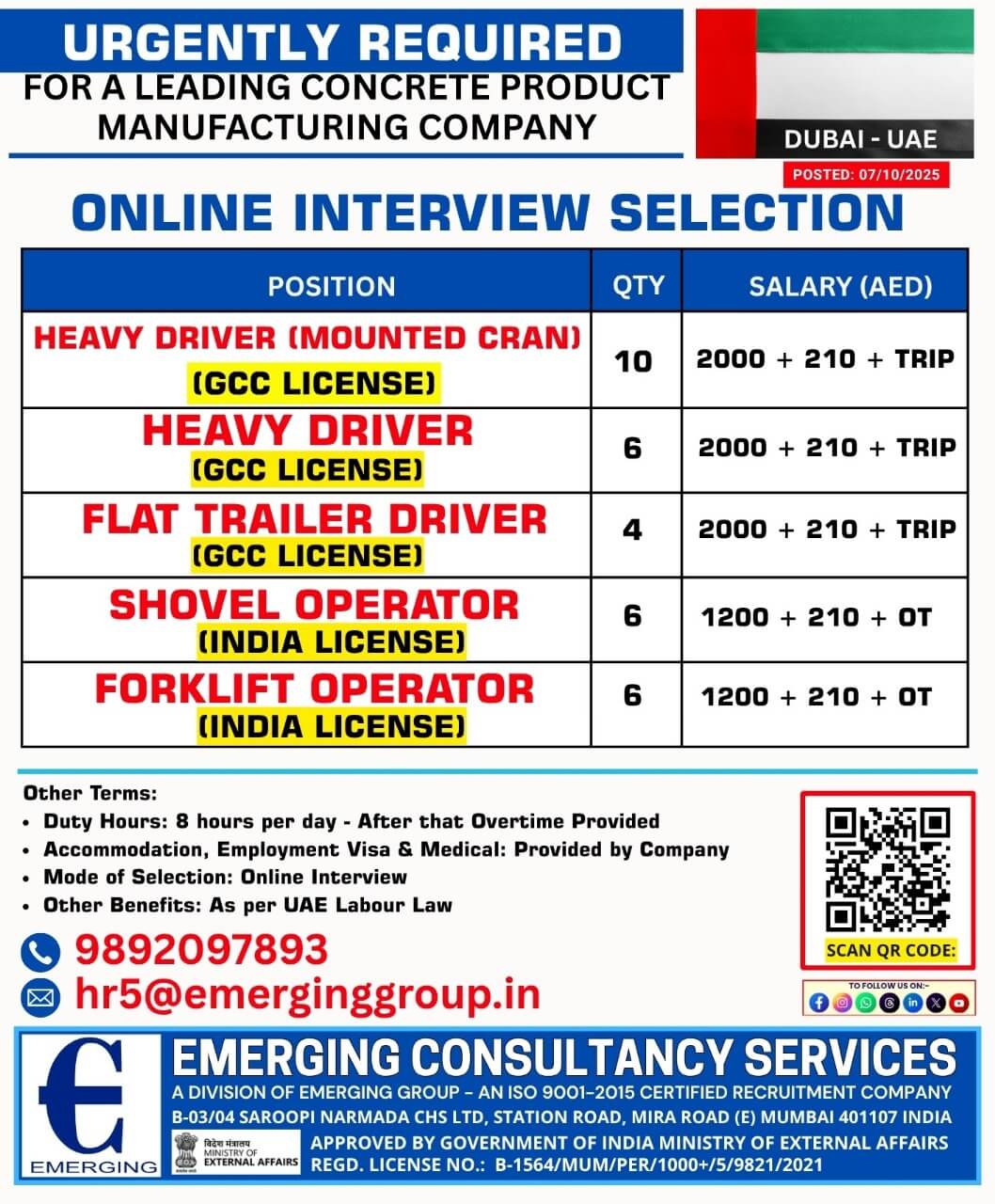 URGENTLY REQUIRED FOR A CONCRETE PRODUCT MANUFACTURING COMPANY IN DUBAI URGENTLY REQUIRED FOR A CONCRETE PRODUCT MANUFACTURING COMPANY IN DUBAI