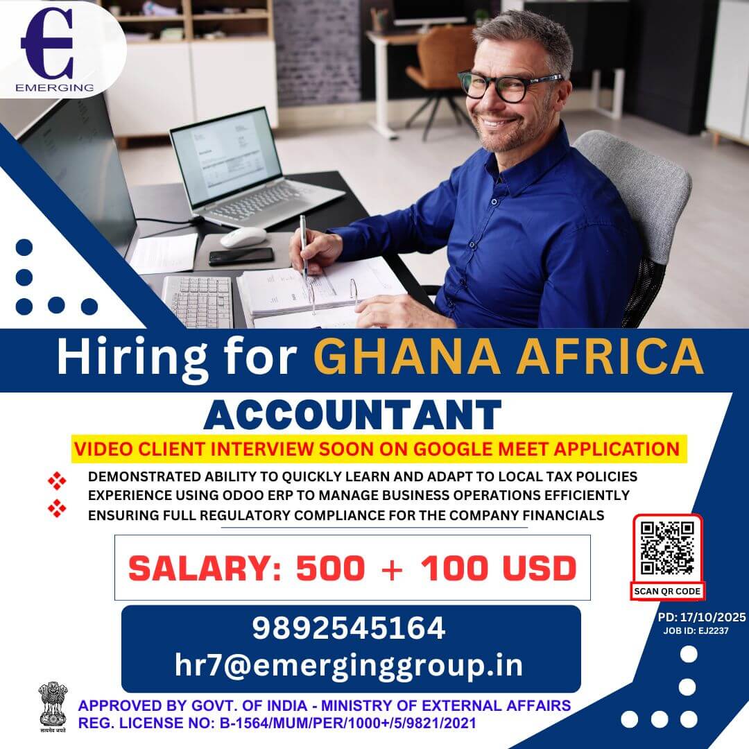 URGENT HIRING ACCOUNTANT – GHANA, AFRICA URGENT HIRING ACCOUNTANT – GHANA, AFRICA