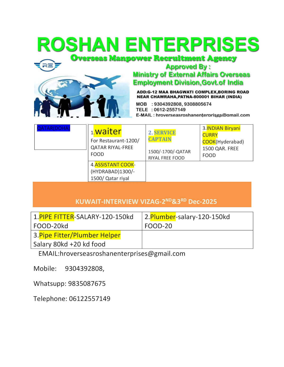 URGENT OPENING FOR MIDDLE EAST URGENT OPENING FOR MIDDLE EAST