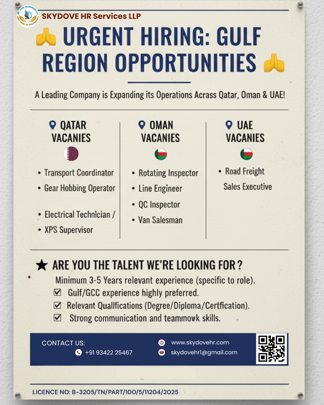 URGENT HIRING: GULF REGION OPPORTUNITIES URGENT HIRING: GULF REGION OPPORTUNITIES