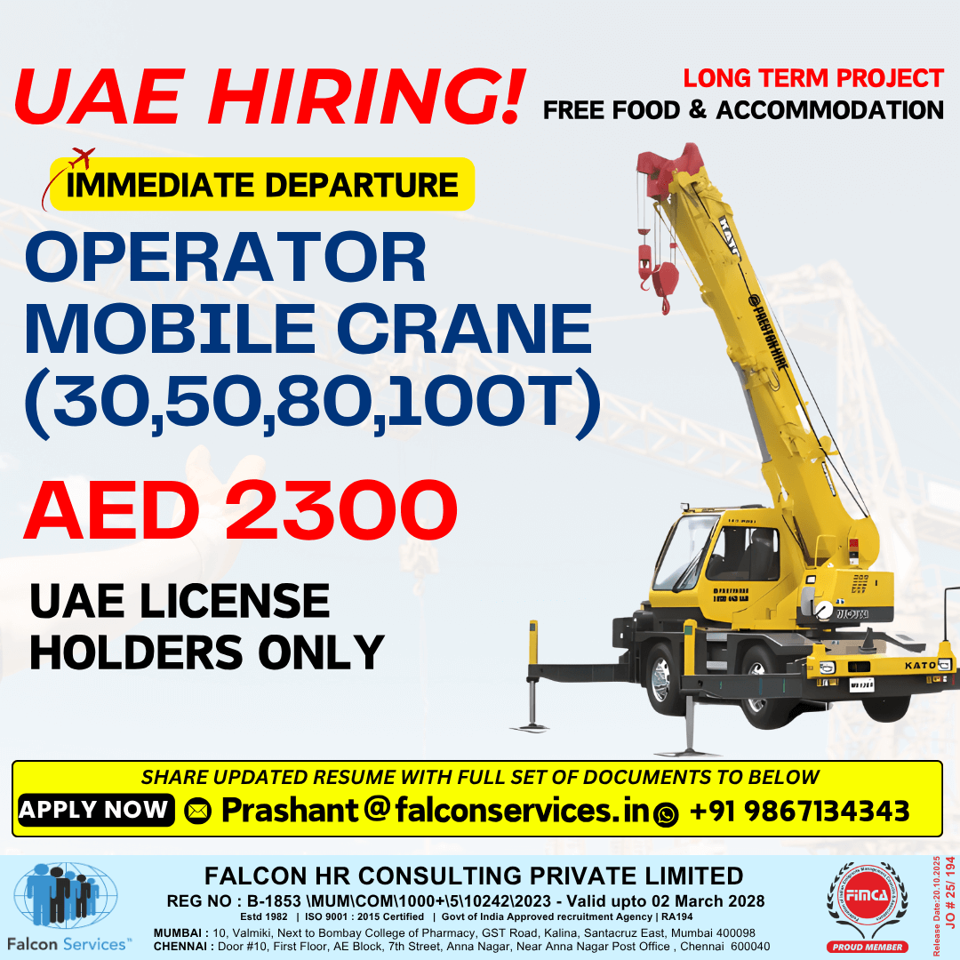 UAE Hiring – Immediate Departure UAE Hiring – Immediate Departure
