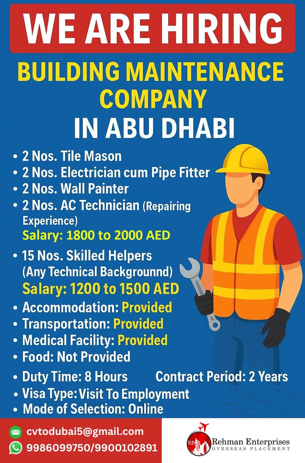 HIRING FOR BUILDING MAINTENANCE COMPANY IN ABU DHABI HIRING FOR BUILDING MAINTENANCE COMPANY IN ABU DHABI