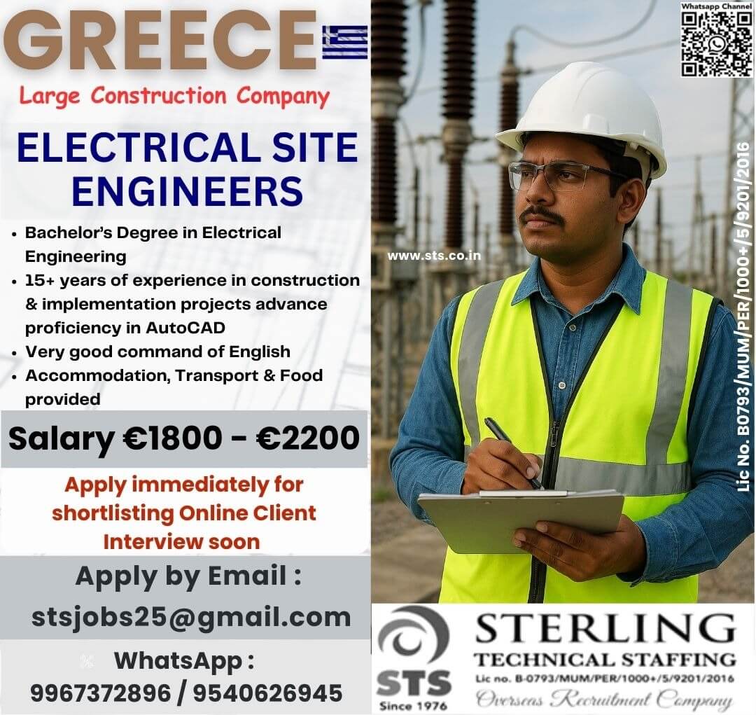 Required for Leading Construction Company in Greece,Europe Required for Leading Construction Company in Greece,Europe