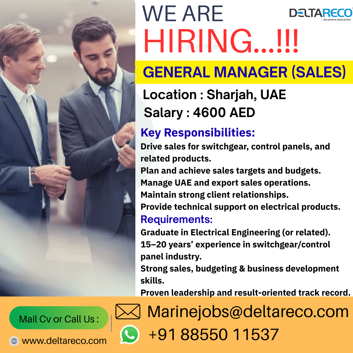Hiring General Manager (SALES) for UAE Hiring General Manager (SALES) for UAE