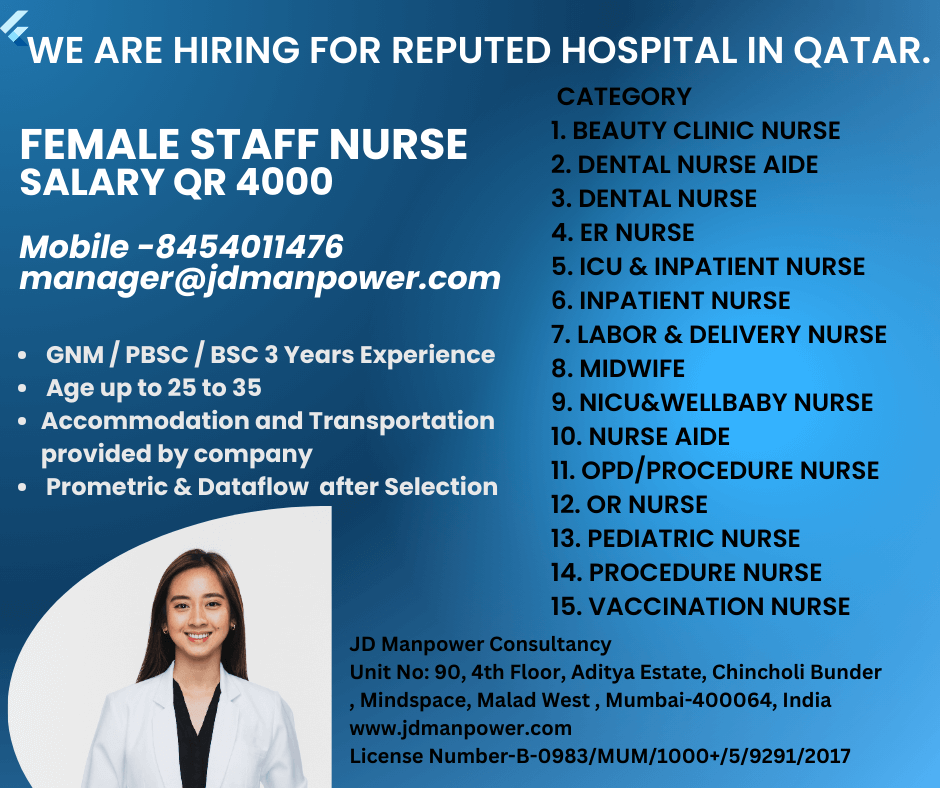 HOSPITAL VACANCY FOR QATAR