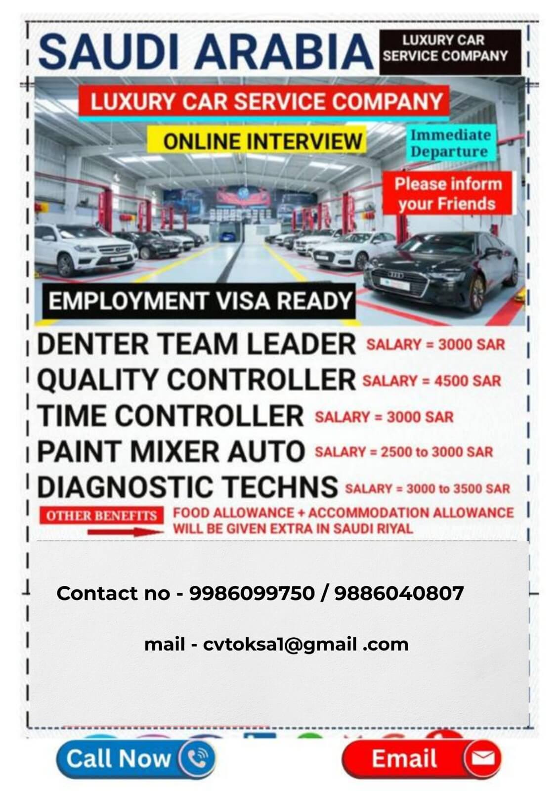 HIRING FOR LUXURY CAR SERVICE COMPANY IN SAUDI ARABIA-ONLINE INTERVIEW HIRING FOR LUXURY CAR SERVICE COMPANY IN SAUDI ARABIA-ONLINE INTERVIEW