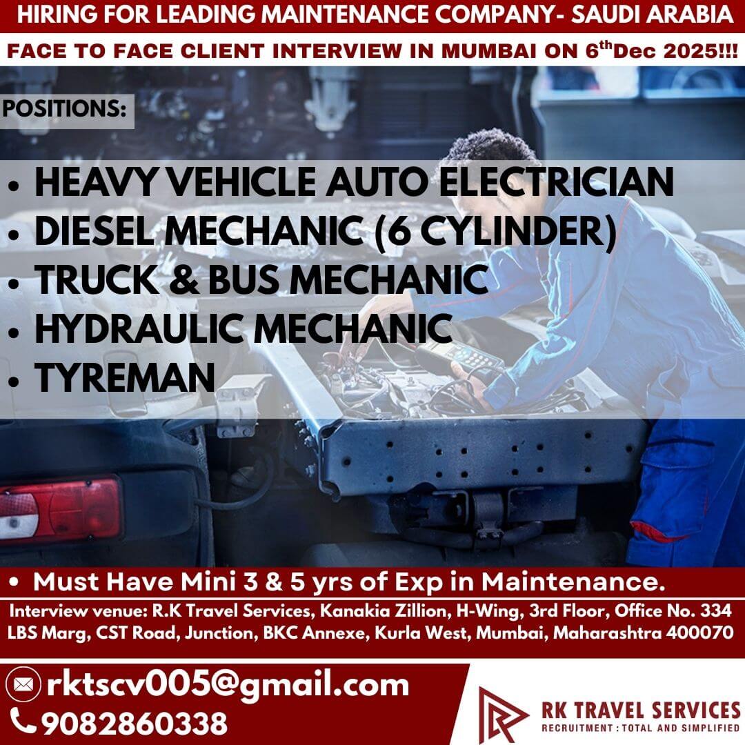 HIRING FOR LEADING MAINTENANCE COMPANY- SAUDI ARABIA HIRING FOR LEADING MAINTENANCE COMPANY- SAUDI ARABIA