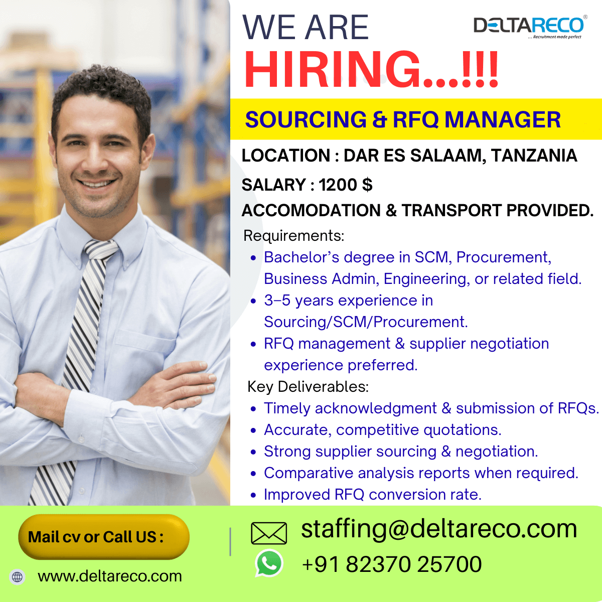 Hiring Sourcing and RFQ manager for Tanzania Location Hiring Sourcing and RFQ manager for Tanzania Location