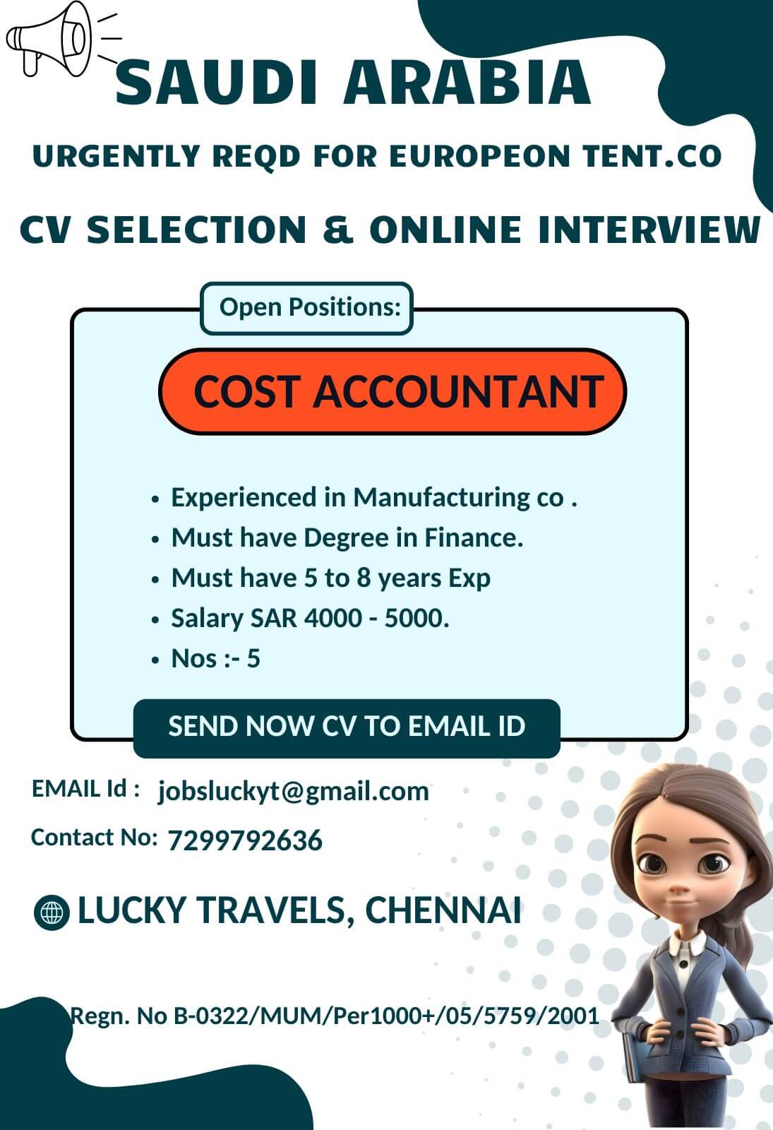 Urgently Hiring for Saudi European Tent Company / CV Selection & ONline Interview/ Contact on 7299792636 Urgently Hiring for Saudi European Tent Company / CV Selection & ONline Interview/ Contact on 7299792636