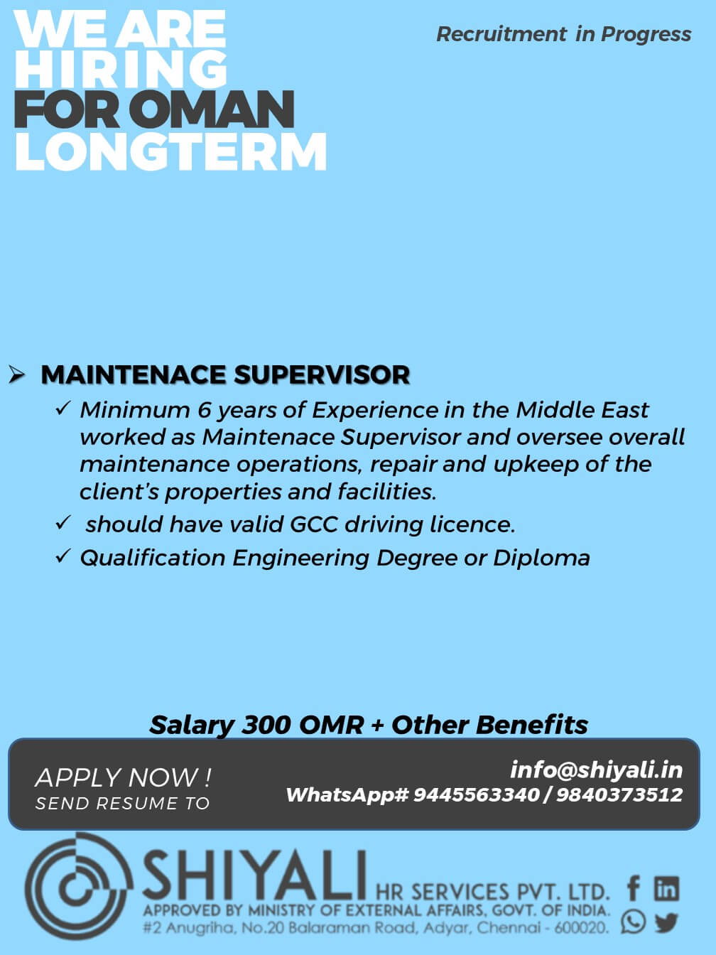 Maintenace Supervisor