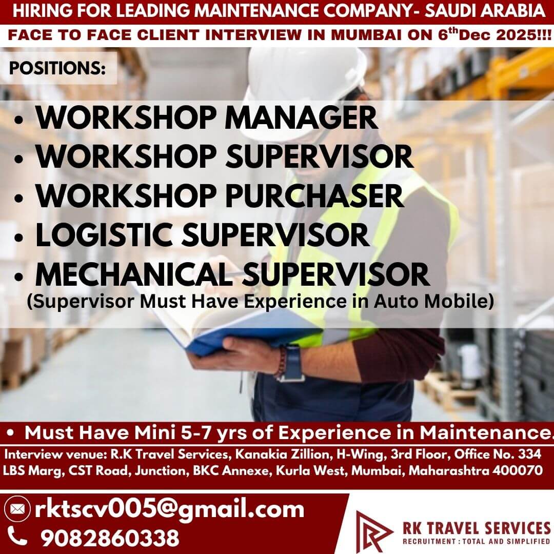 HIRING FOR LEADING MAINTENANCE COMPANY- SAUDI ARABIA HIRING FOR LEADING MAINTENANCE COMPANY- SAUDI ARABIA