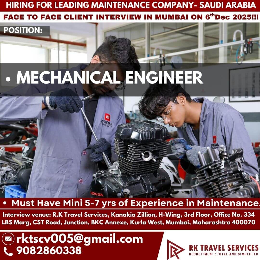 HIRING FOR LEADING MAINTENANCE COMPANY- SAUDI ARABIA HIRING FOR LEADING MAINTENANCE COMPANY- SAUDI ARABIA