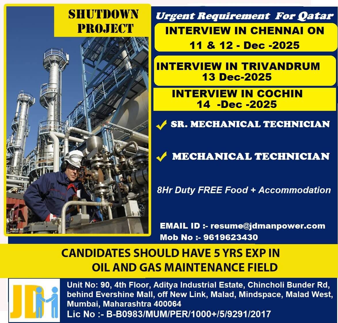 Urgent Requirement For Qatar Urgent Requirement For Qatar