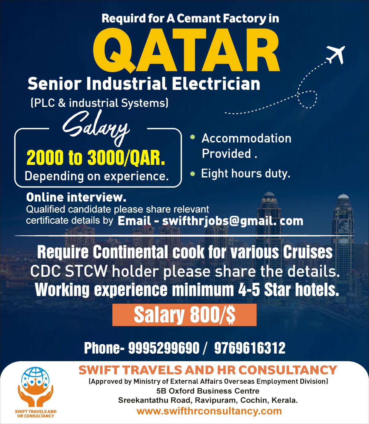 INDUSTRIAL ELECTRICIAN / CONTINENTAL COOK INDUSTRIAL ELECTRICIAN / CONTINENTAL COOK