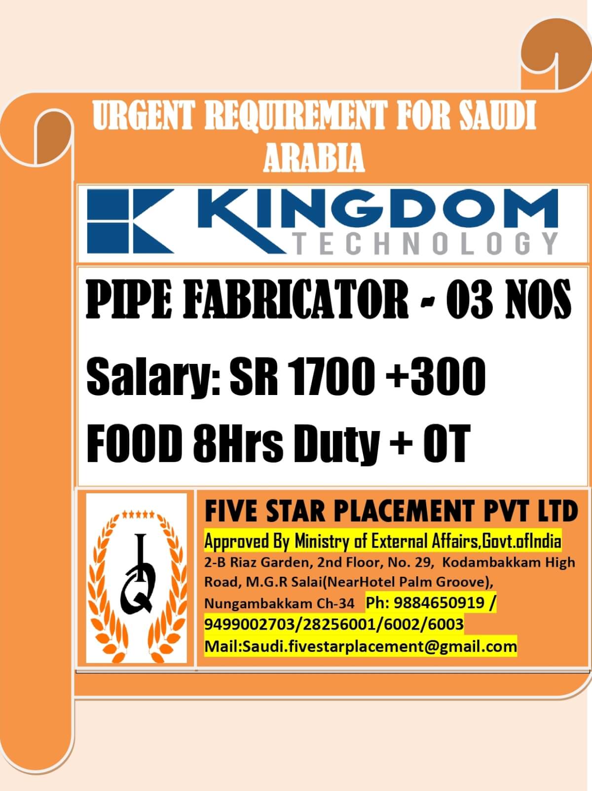 URGENT REQUIREMENT FOR SAUDI ARABIA URGENT REQUIREMENT FOR SAUDI ARABIA