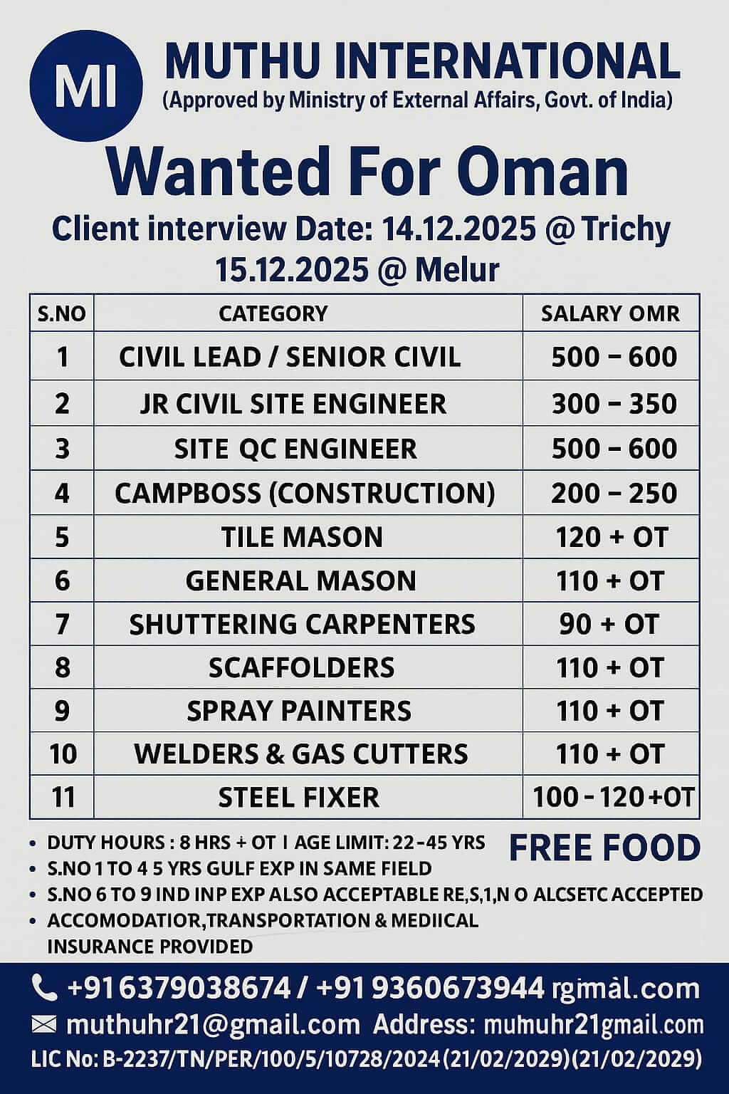 WANTED FOR OMAN WANTED FOR OMAN