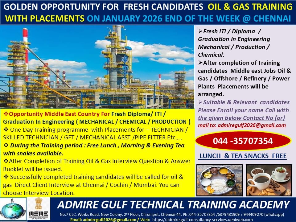 A  LEADING OIL & GAS TRAINING ON JANUARY LAST WEEK 2026 @ CHENNAI
