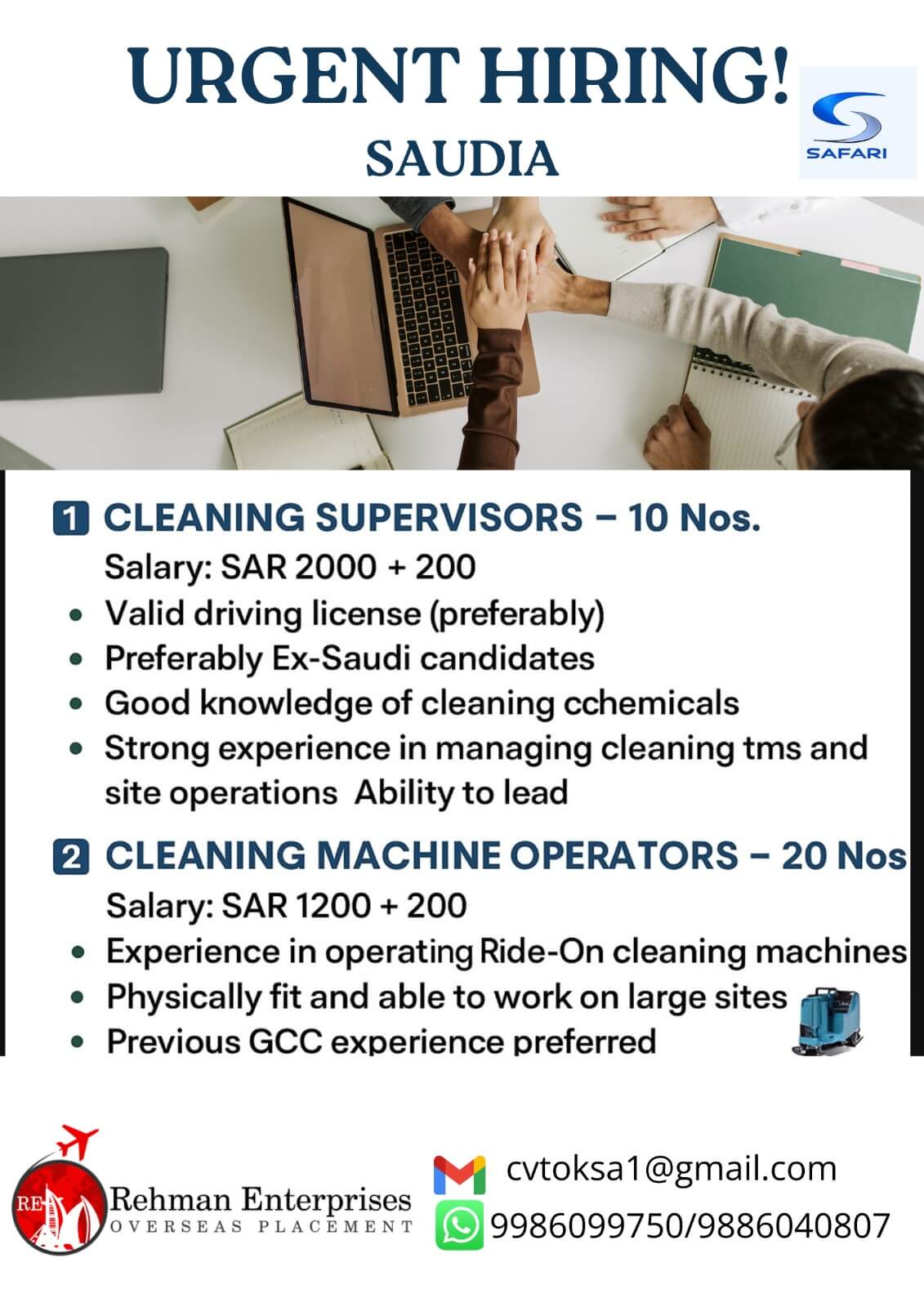 URGENT HIRING FOR SAUDI ARABIA URGENT HIRING FOR SAUDI ARABIA