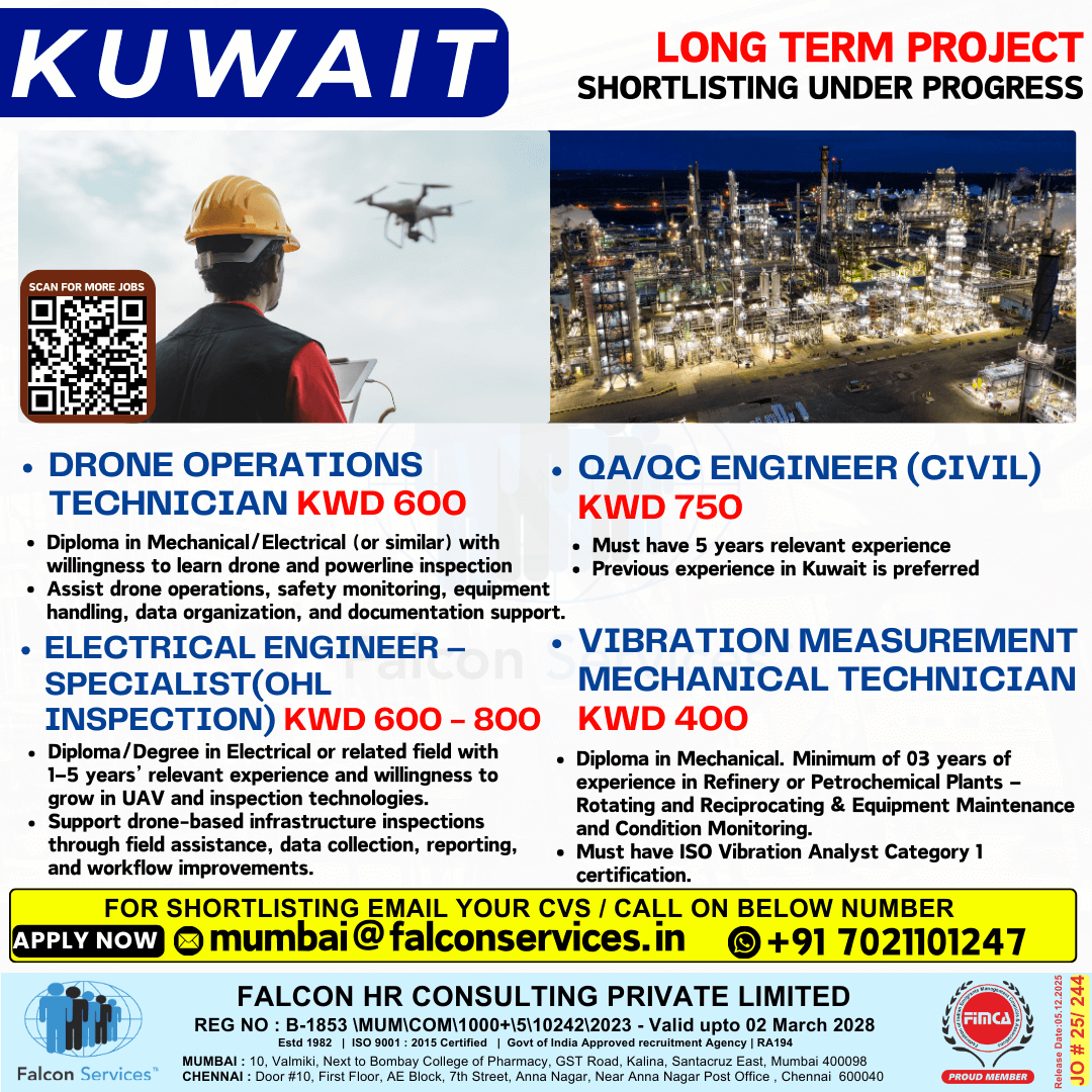? Kuwait Hiring – Long Term Opportunity   Shortlisting is now in progress for multiple technical roles in one of Kuwait’s leading industrial projects
