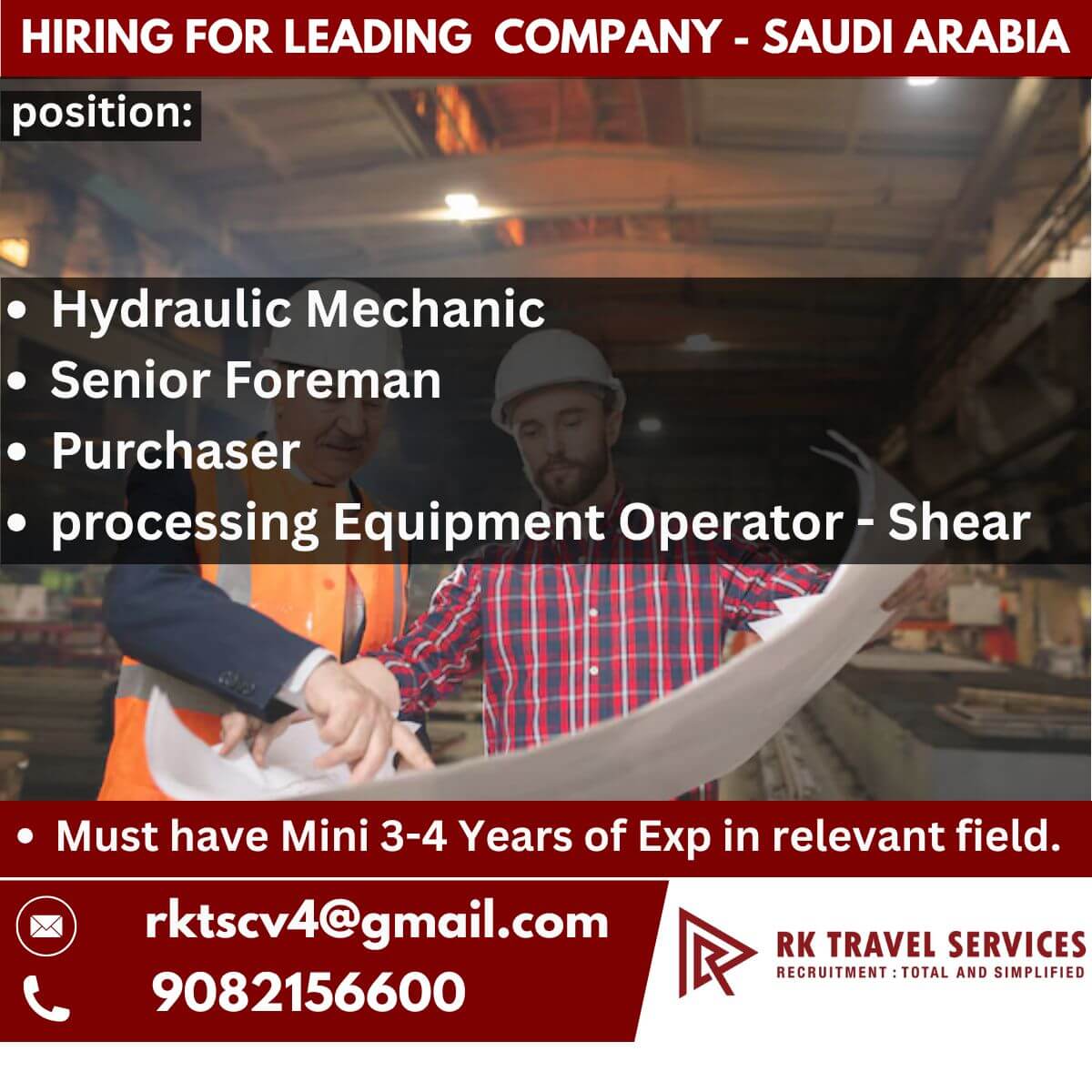 Hiring for leading company -Saudi arabia Hiring for leading company -Saudi arabia