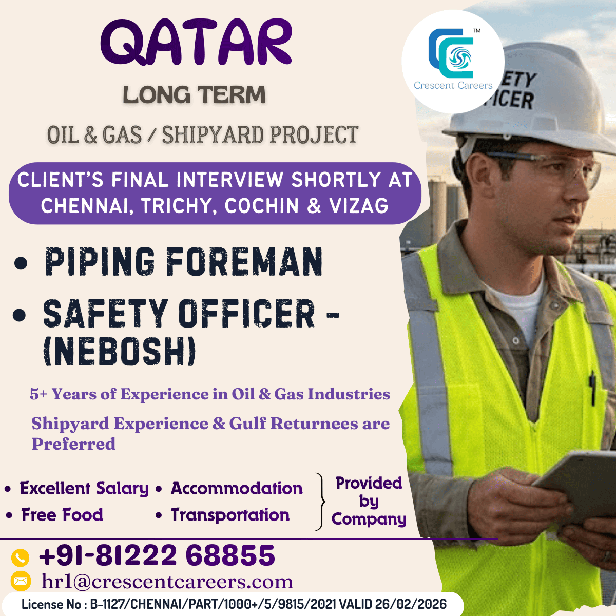 PIPING FOREMAN / SAFETY OFFICER PIPING FOREMAN / SAFETY OFFICER