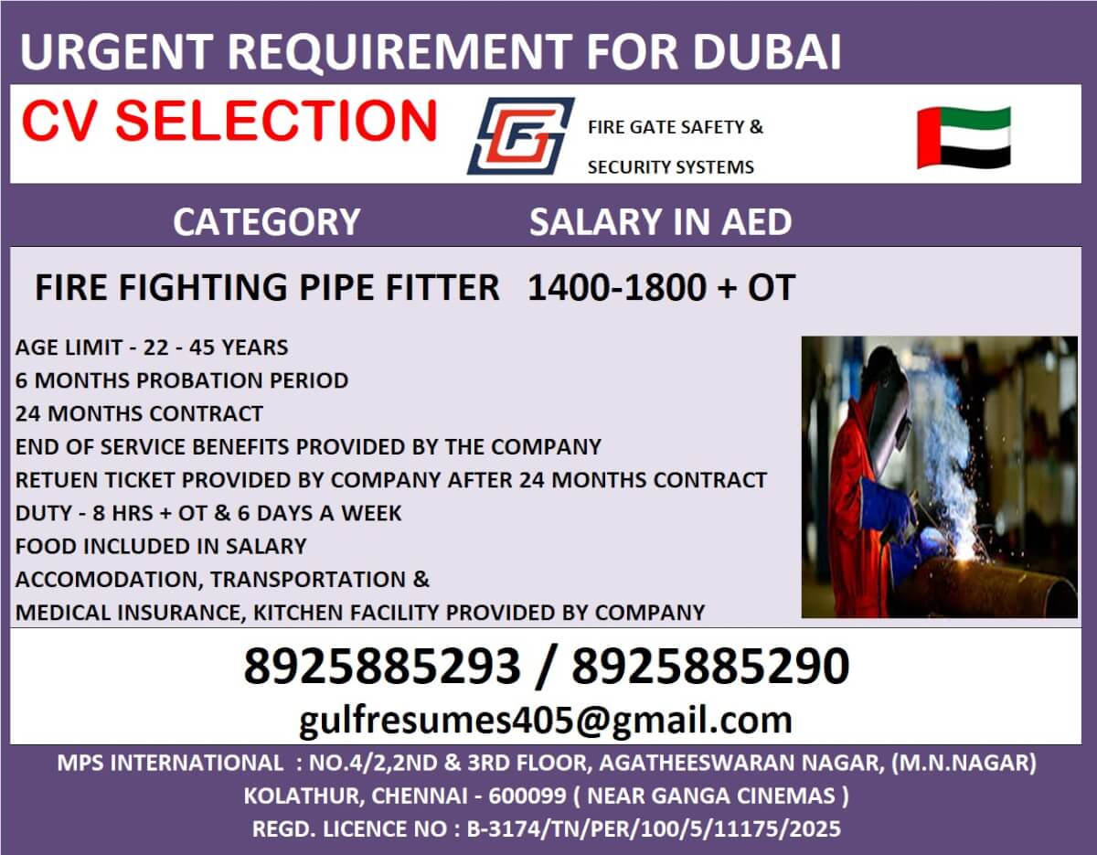 URGENT REQUIREMENT FOR DUBAI CV SELECTION URGENT REQUIREMENT FOR DUBAI CV SELECTION