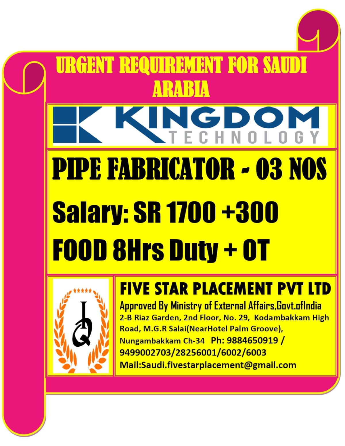 URGENT REQUIREMENT FOR SAUDI ARABIA URGENT REQUIREMENT FOR SAUDI ARABIA