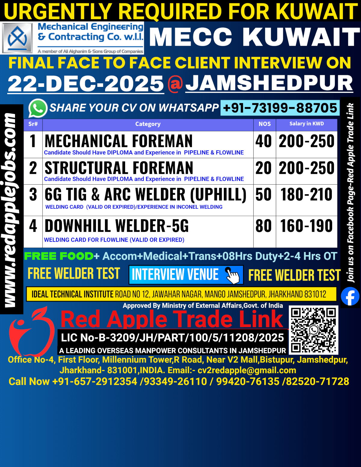 MECHANICAL FOREMAN,STRUCTURAL FOREMAN, TIG & ARC WELDER UPHILL, DOWNHILL WELDER 5G