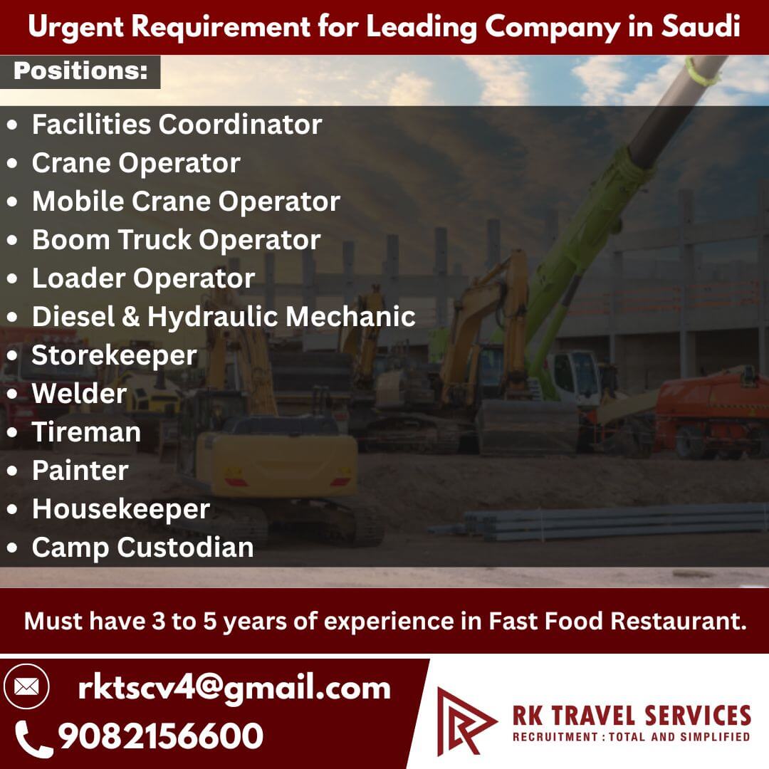 Urgent Requirement for Leading Company in Saudi