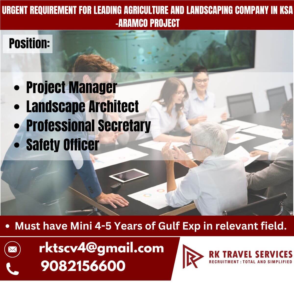 Urgent Requirement for leading Agriculture And LandScaping Company in KSA -Aramco project