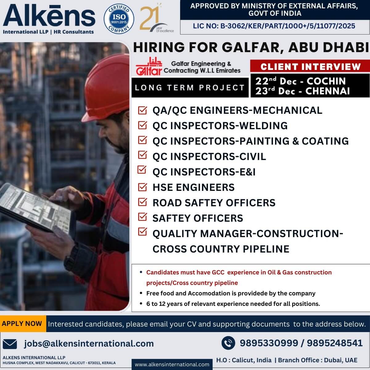 HIRING FOR GALFAR ABUDHABI HIRING FOR GALFAR ABUDHABI