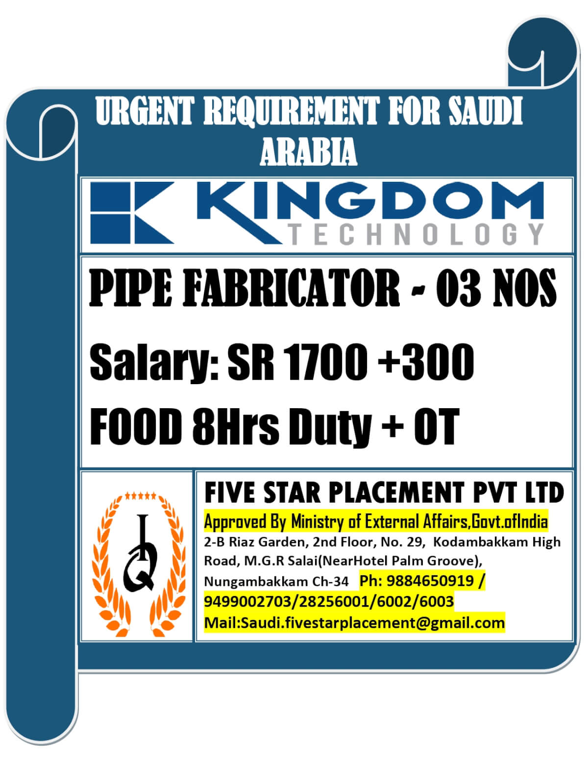 URGENT REQUIREMENT FOR SAUDI ARABIA URGENT REQUIREMENT FOR SAUDI ARABIA