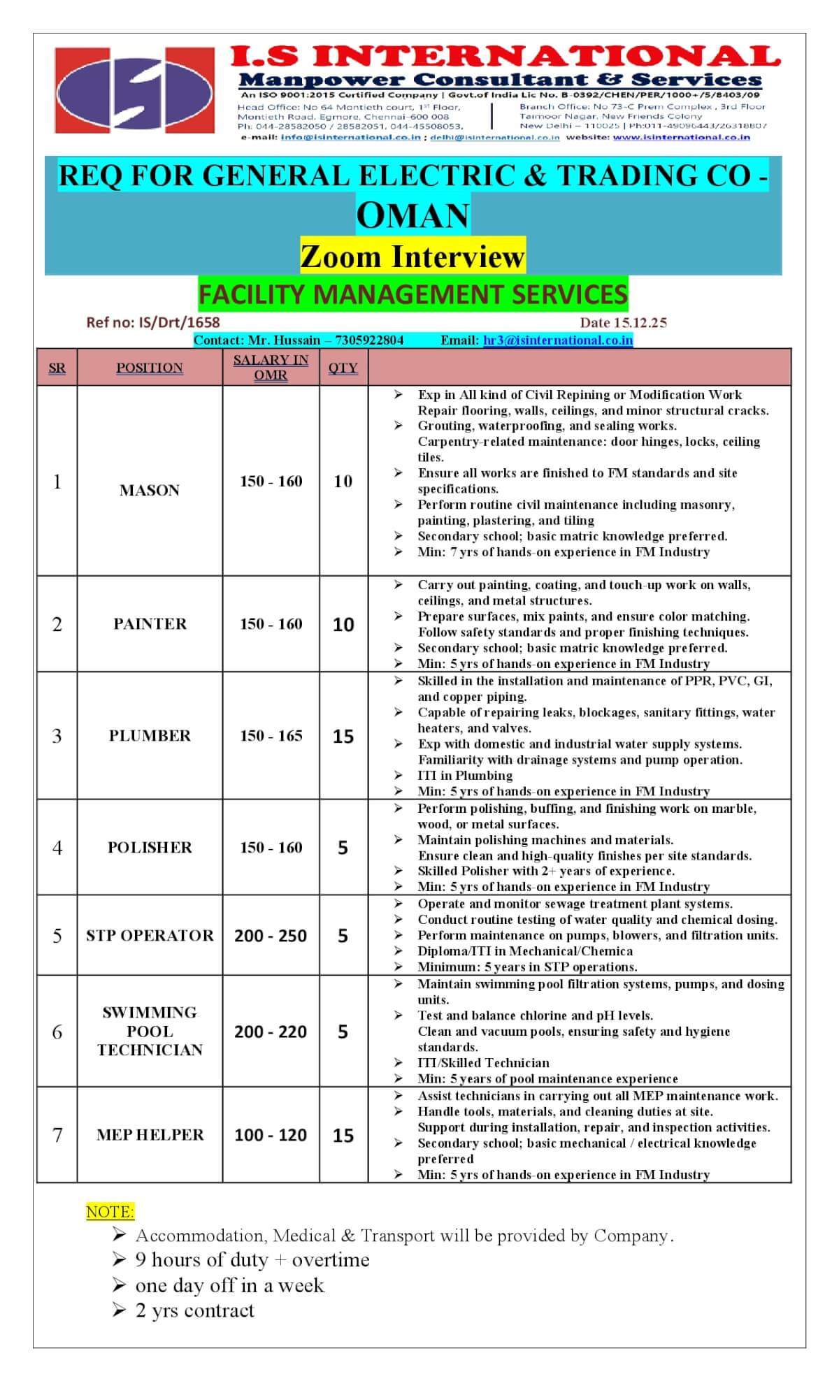 Hiring for Oman Hiring for Oman