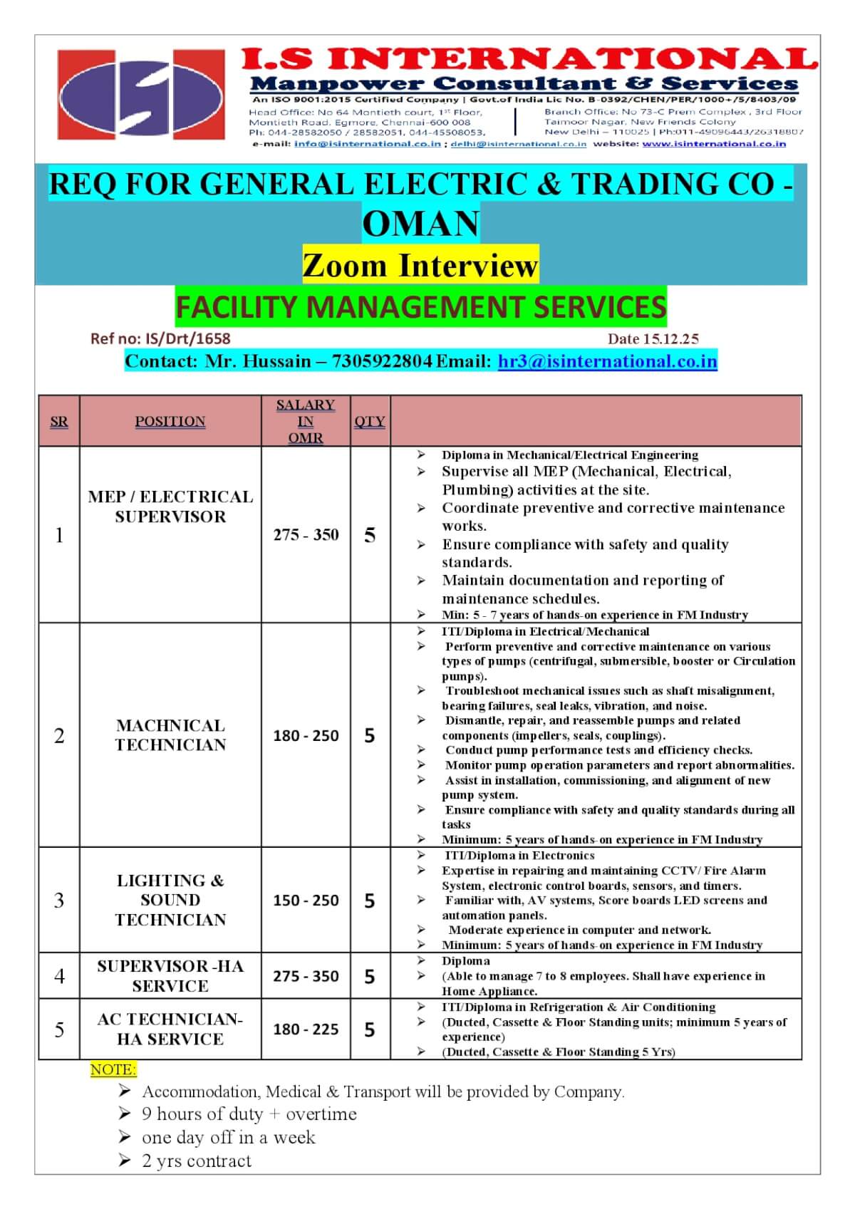 Hiring for Oman Hiring for Oman