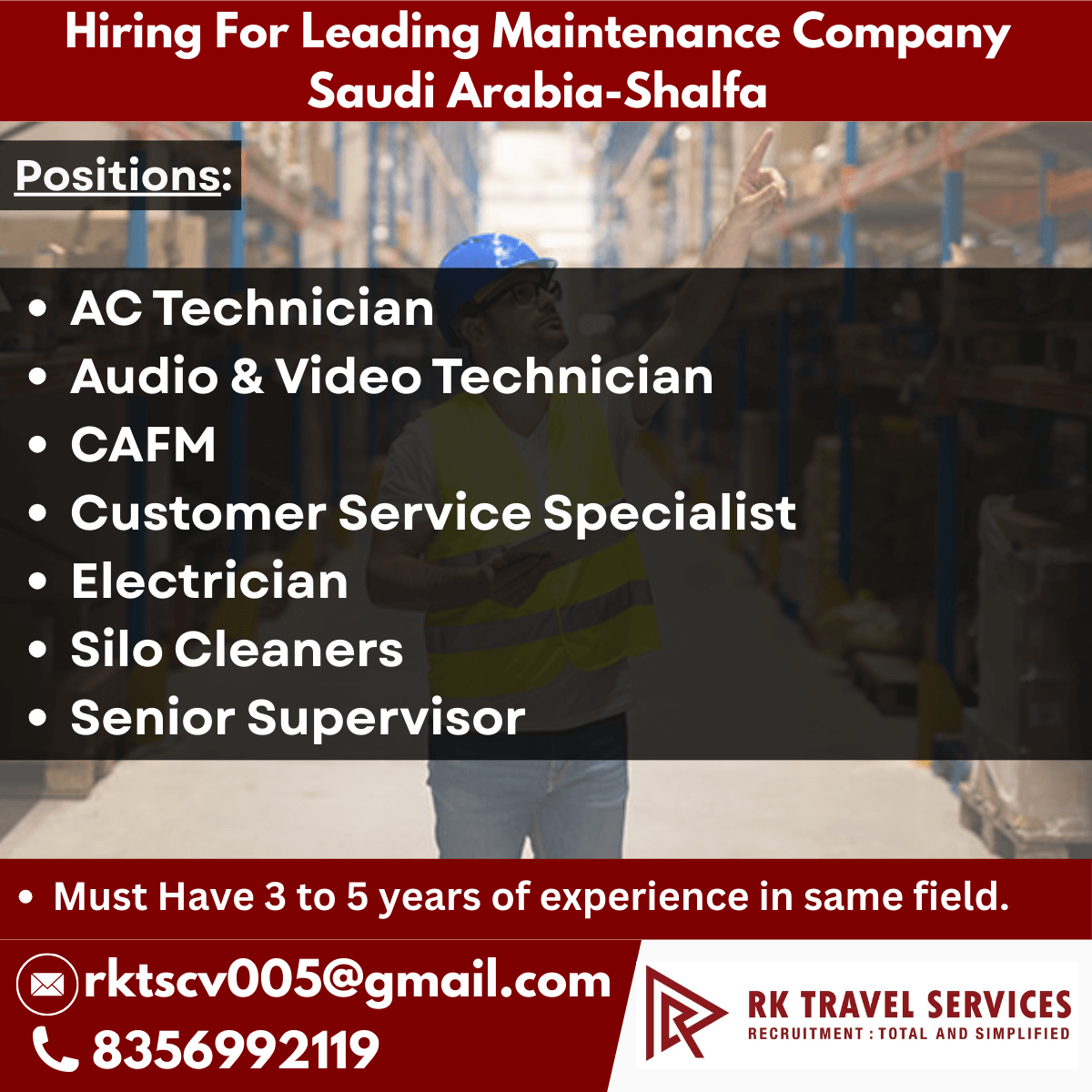 Hiring For Leading Maintenance Company Saudi Arabia-Shalfa