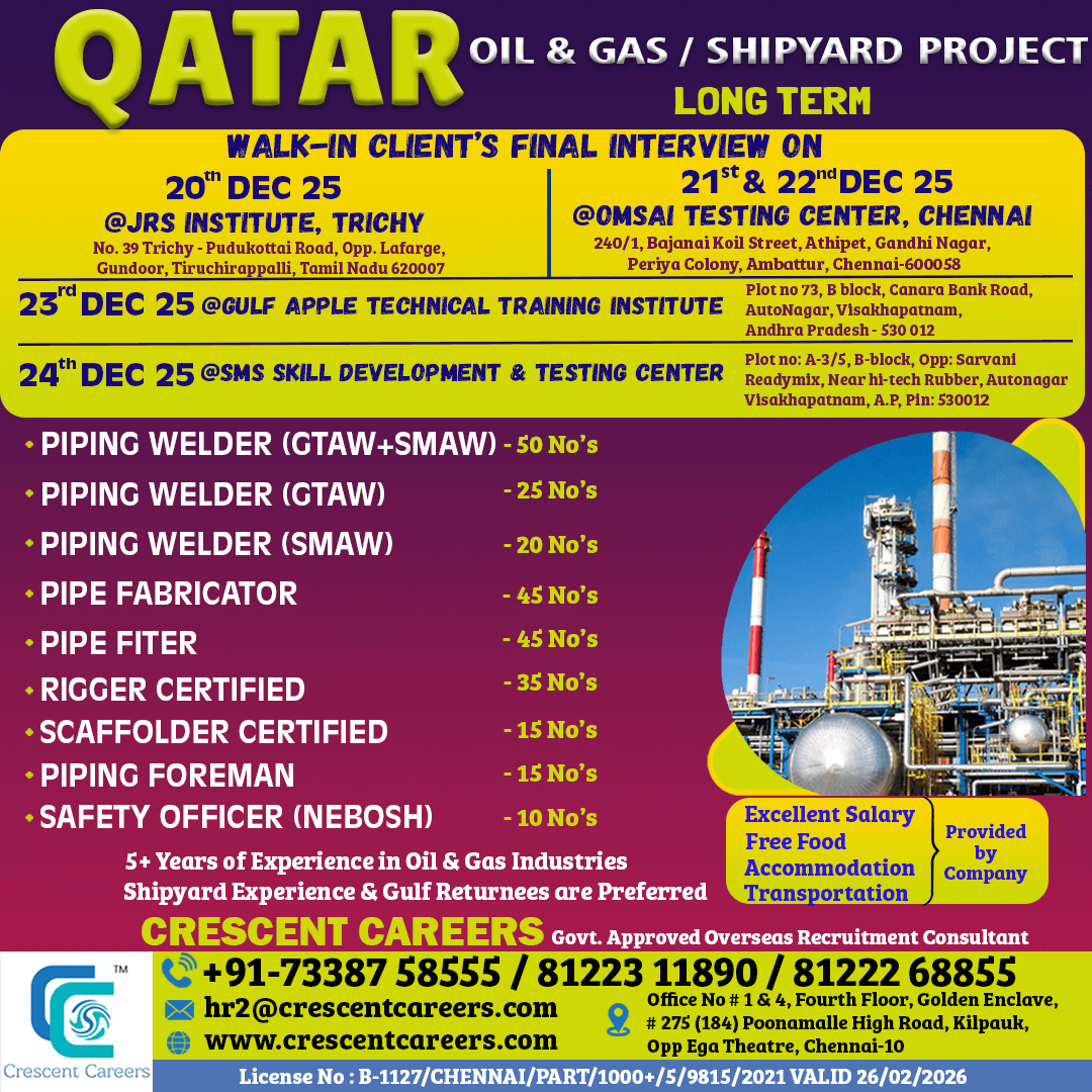 WALK-IN CLIENT'S FINAL INTERVIEW AT TRICHY, CHENNAI, VIZAG WALK-IN CLIENT'S FINAL INTERVIEW AT TRICHY, CHENNAI, VIZAG