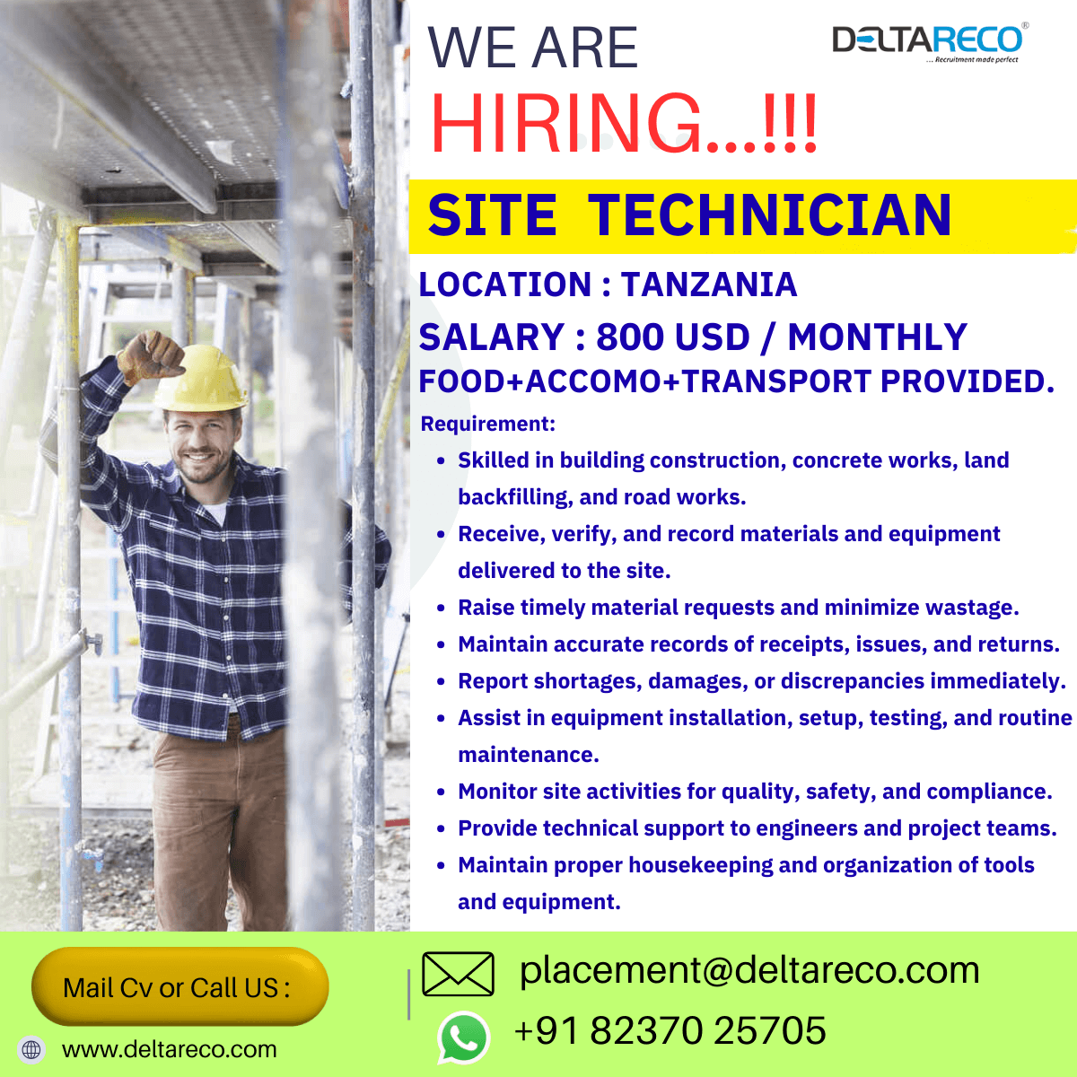 Hiring  Site Technician for Tanzania Location