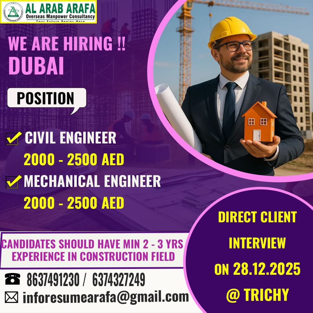 DIRECT CLIENT INTERVIEW ON 28.12.2025 @ TRICHY DIRECT CLIENT INTERVIEW ON 28.12.2025 @ TRICHY