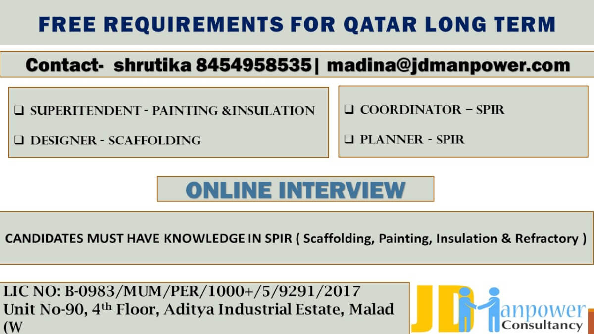 FREE REQUIRMENT FOR QATAR LONG TERM (ONLINE) FREE REQUIRMENT FOR QATAR LONG TERM (ONLINE)