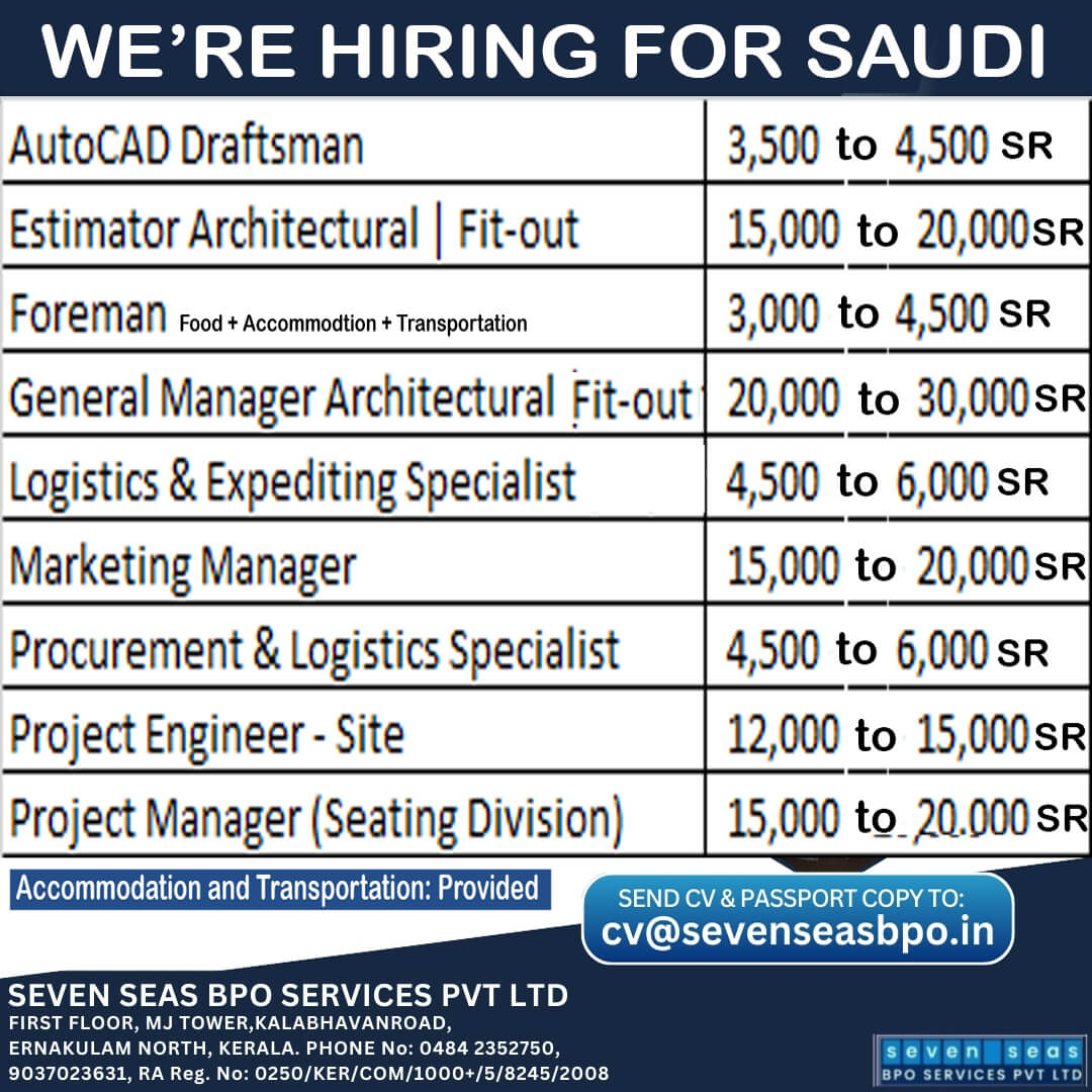 URGENT REQUIREMENT IN saudi