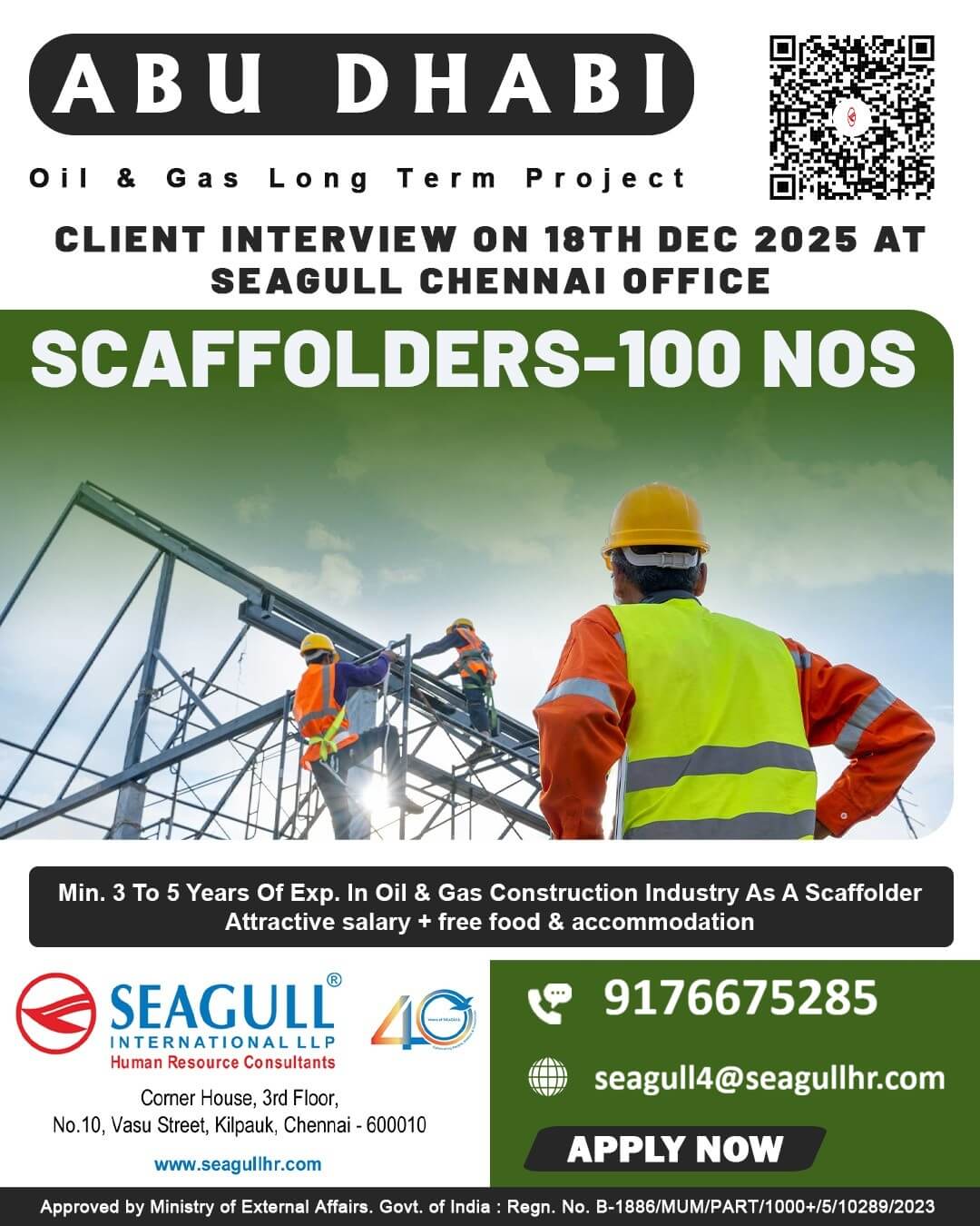 SCAFFOLDERS REQUIRE FOR ADNOC PROJECT ABU DHABI - UAE