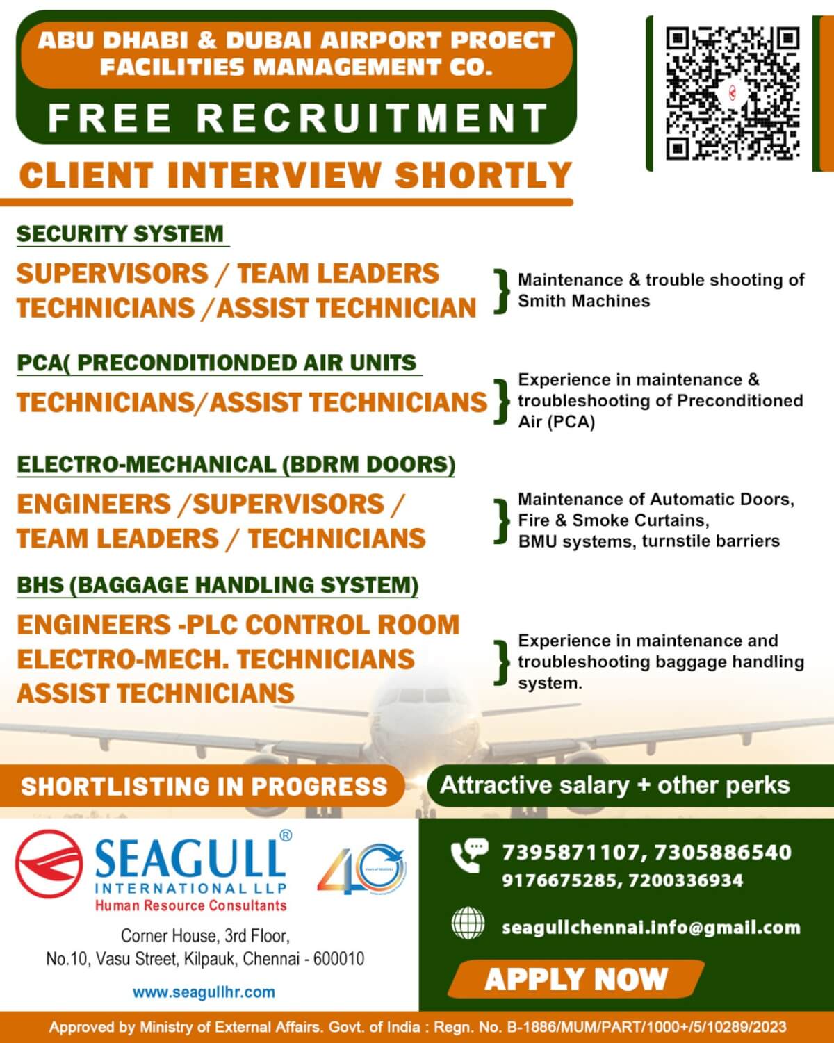 REQUIREMENTS FOR DUBAI & ABU DHABI AIRPORT MAITENANCE PROJECTS