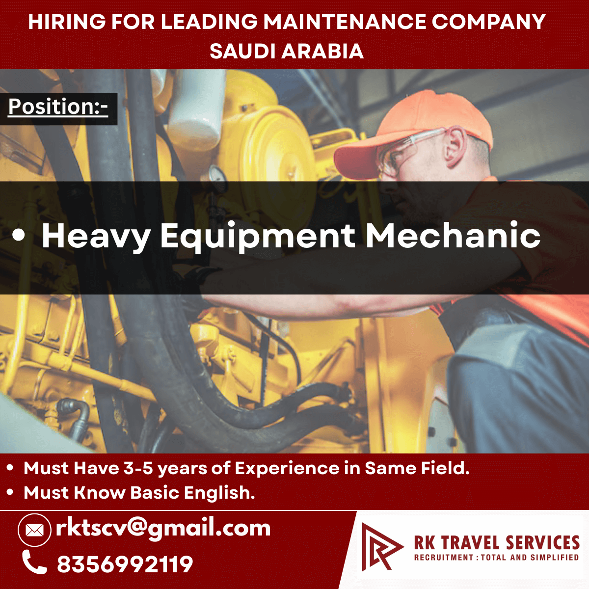 HIRING FOR LEADING MAINTENANCE COMPANY SAUDI ARABIA