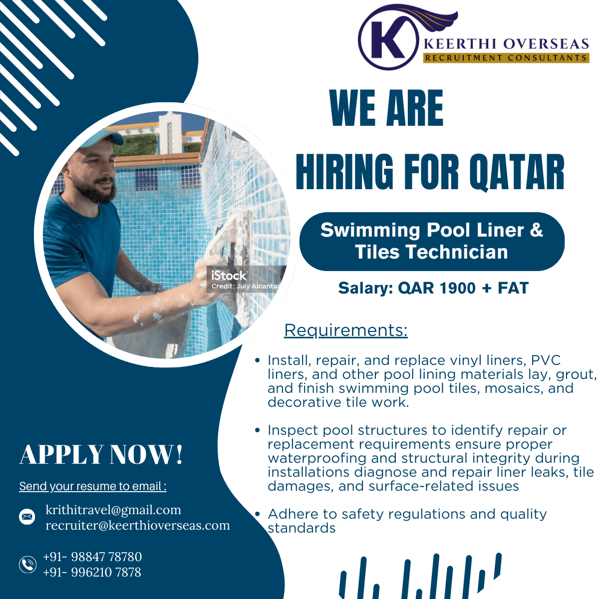 Swimming Pool Liner & Tiles Technician