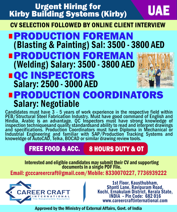 Urgent Hiring for Kirby Building Systems (Kirby) , UAE -