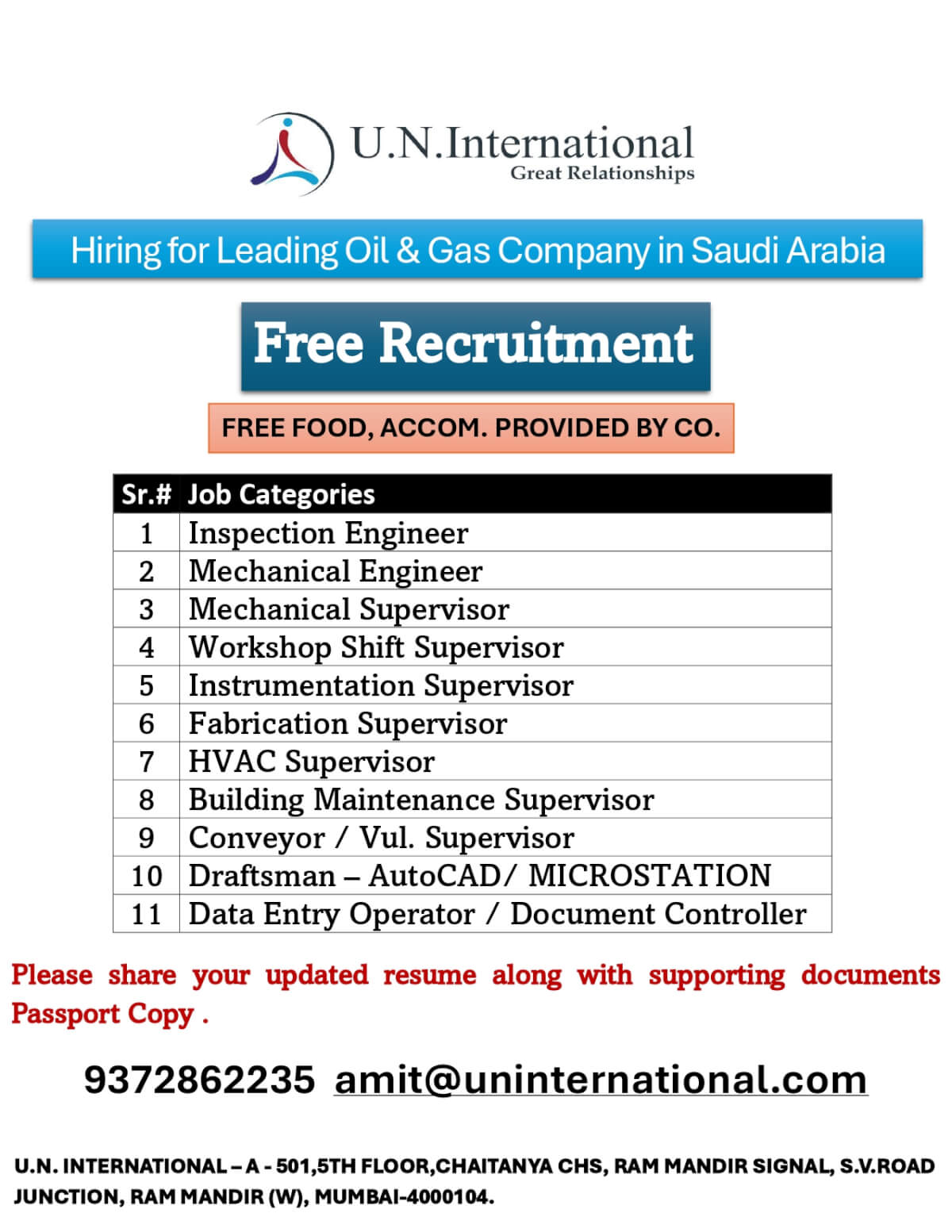 Longterm Requirements for Reputed Company in Saudi Arabia