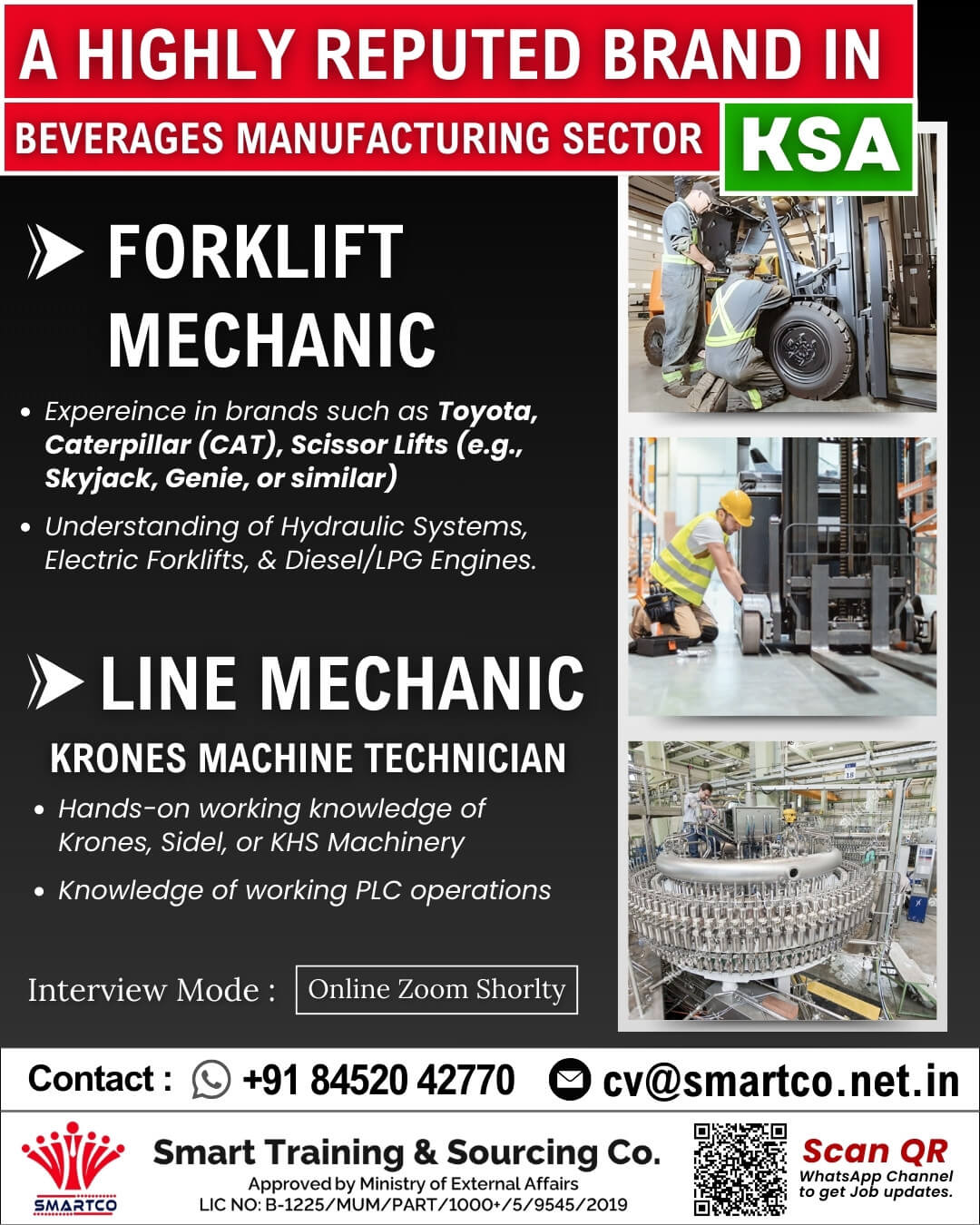 A HIGHLY REPUTED BRAND IN BEVERAGES MANUFACTURING SECTOR KSA FORKLIFT
