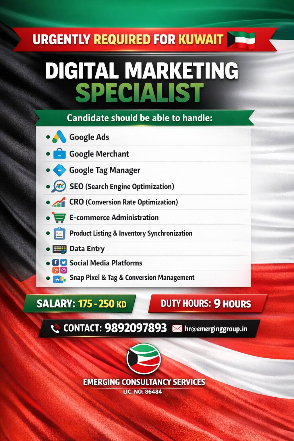 URGENTLY REQUIRED FOR KUWAIT